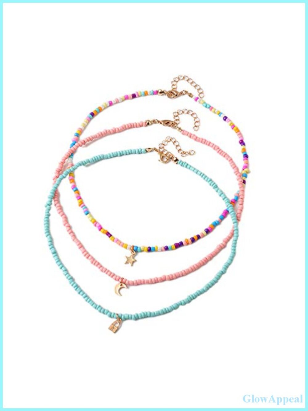 Handmade Multilayered Beads Link Chain Moon Star Butterfly Pendant Choker